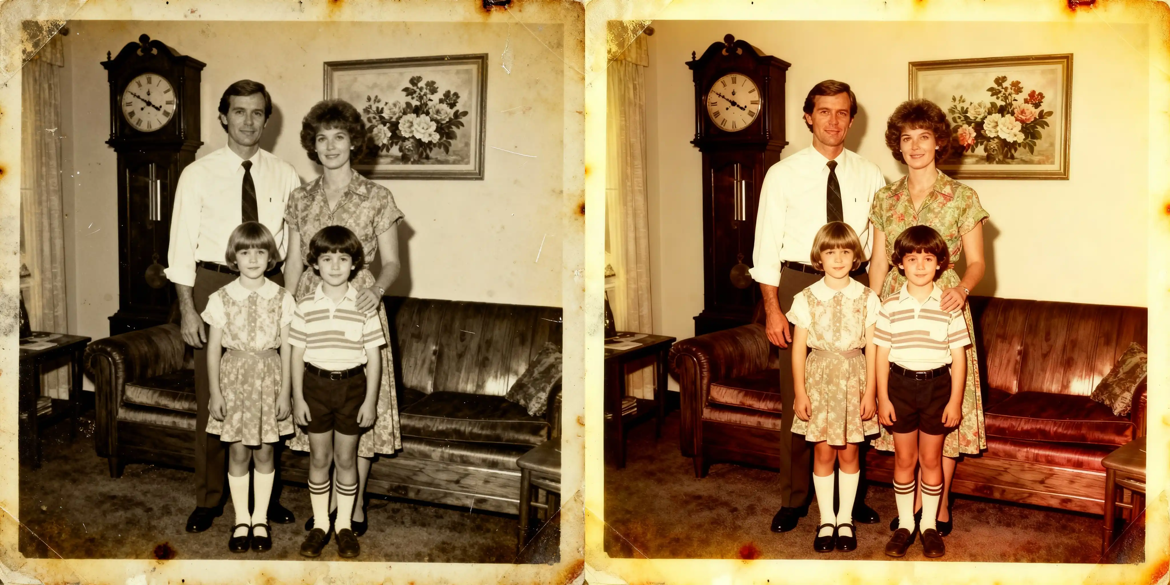 AI colorization of old black and white photo