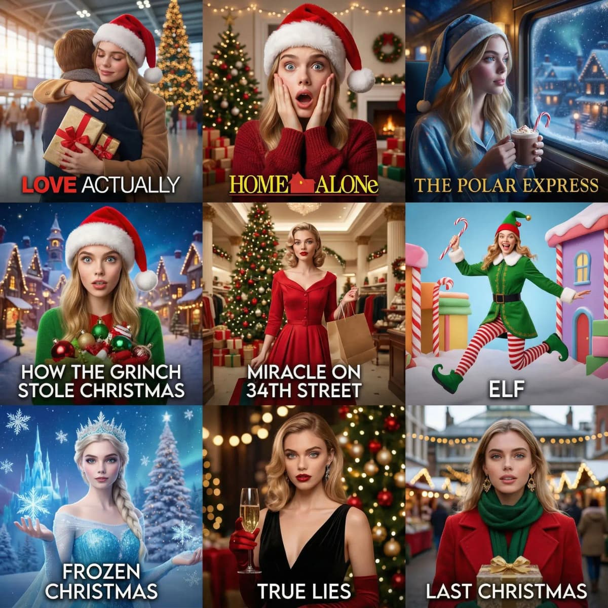 AI Christmas generator movie style collage example
