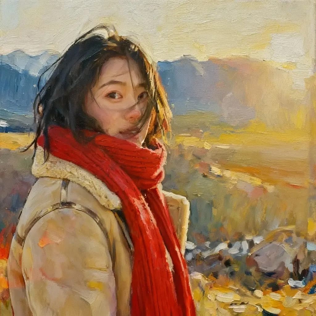 AI photo to painting color enhancement example